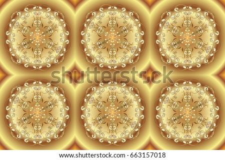 Raster Winter on a colorful background with Abstract Gold snowflakes and dots. Can be used for textile, parer, scrapbooking, wrapping, web and print design.