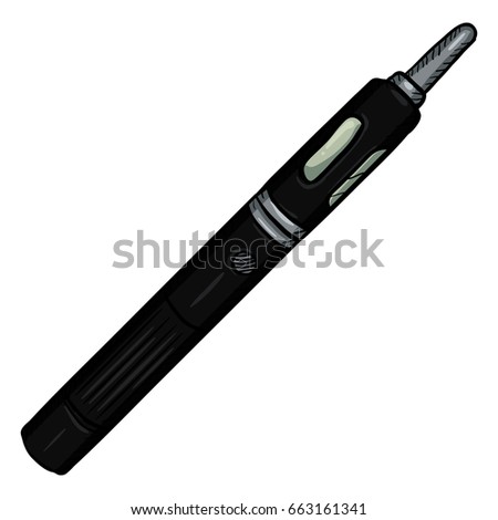 Vector Cartoon Single Black Electronic Cigarette on White Background
