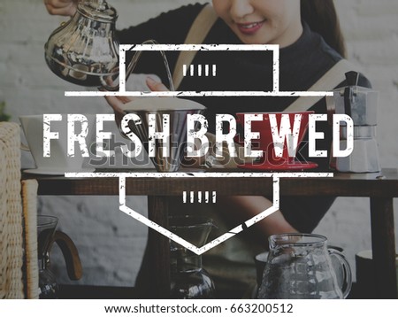 Coffee Fresh Brewed Word Stamp Banner Graphic