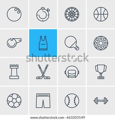 Vector Illustration Of 16 Athletic Icons. Editable Pack Of Goblet, Blower, Hoop And Other Elements.