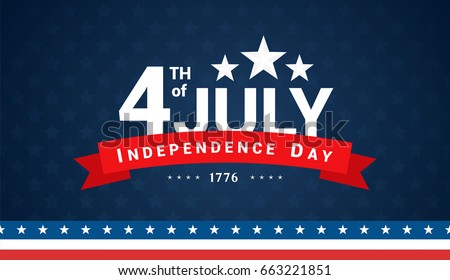 4th of July, Independence Day Banner on navy star pattern background, Vector illustration.  Royalty-Free Stock Photo #663221851