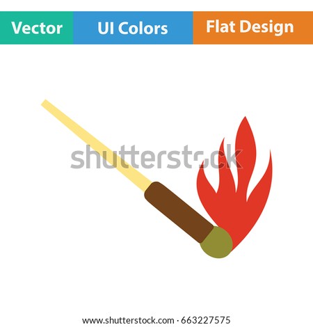 Burning matchstick icon. Flat color design. Vector illustration.