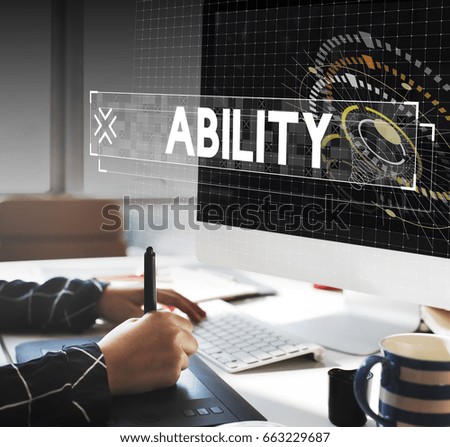 Graphic designer with ability word graphic word