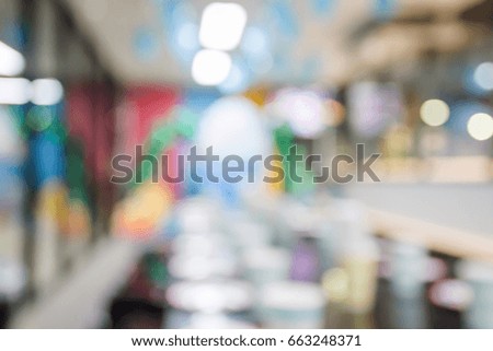 Blur image of tables and decoration prepared for birthday party for background