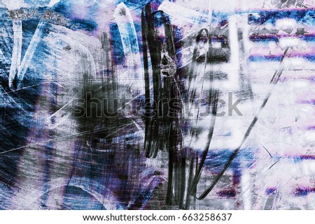 Stained blue, transparent glass surface, stains and spots. Interesting, colorful, beautiful, extraordinary, eye-catching background