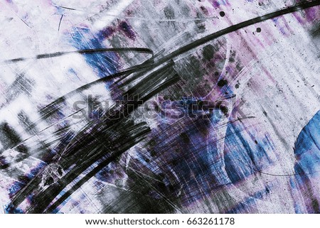 Stained blue, transparent glass surface, stains and spots. Bright background