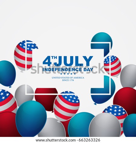 isolated happy independence day with balloon, suitable for independence day greeting card, 4th of july