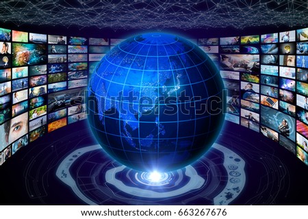  worldwide internet streaming service concept. elements of this image furnished by NASA. 3D rendering.