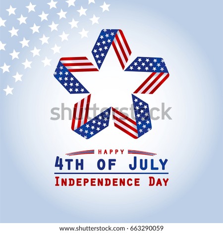 Fourth of July, United Stated independence day greeting. July 4th design. Usable for greeting cards, banners.