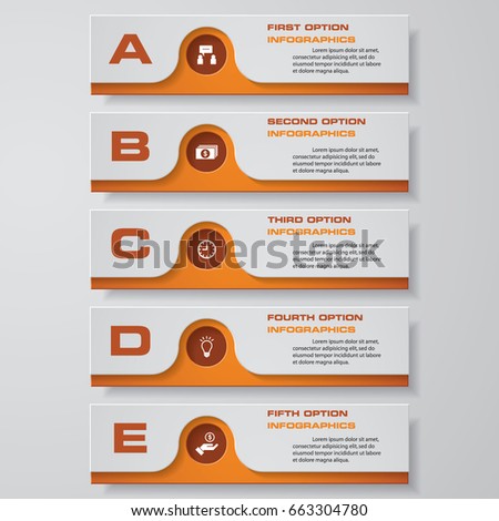 Abstract Infographics flat banner design elements. 5 step layout template. EPS10.
