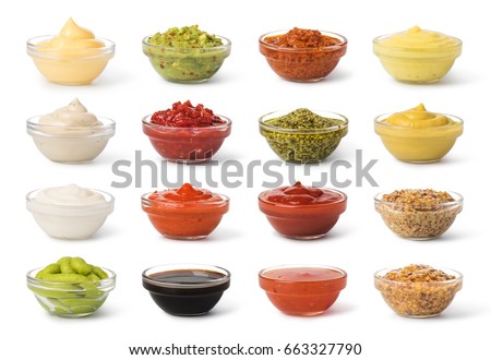 Bowl with sauce set  isolated on white background Royalty-Free Stock Photo #663327790