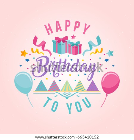 Modern Happy Birthday Card Illustration - Birthday Greeting Card