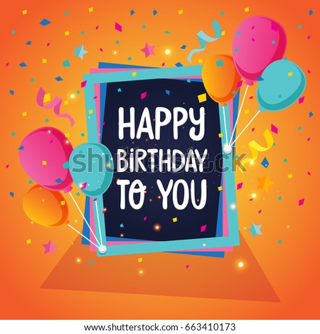 Modern Happy Birthday Card Illustration - Birthday Surprise