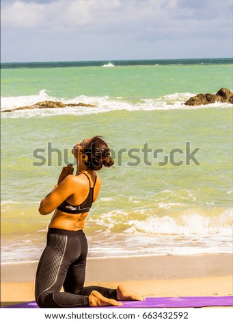 lady yoga on the beach thailand