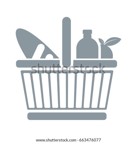Full basket of food vector icon 