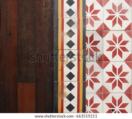 wood and tile    
