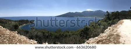 Beautiful panoramic picture of the sea and mountains