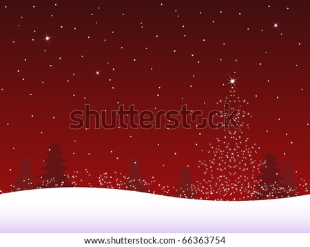 Snow tree - red background