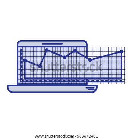 blue silhouette of laptop computer and financial risk graphic vector illustration