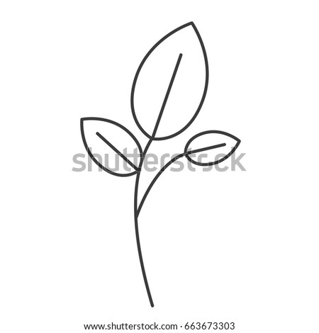 monochrome silhouette of branch and leaves vector illustration