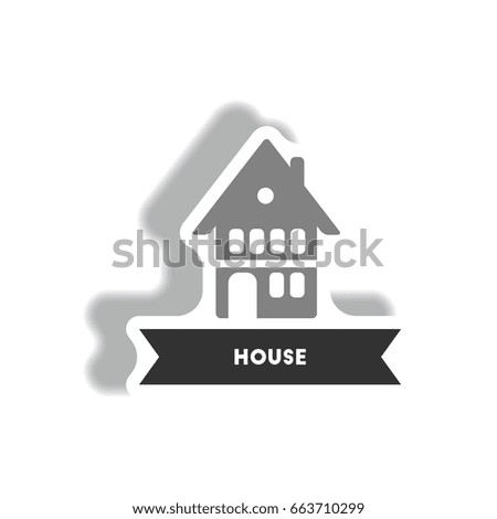 stylish icon in paper sticker style building house