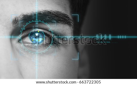 hi tech biometric security scan Royalty-Free Stock Photo #663722305