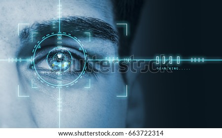 hi tech biometric retina security scan Royalty-Free Stock Photo #663722314