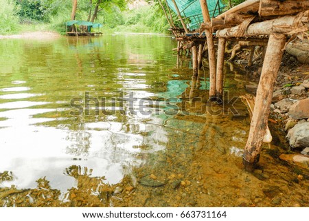 River with bamboo seat in holiday.
