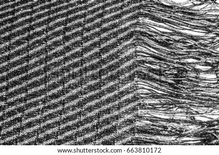 Texture, background, pattern. Women's scarf, striped fabric Black white lines intertwined