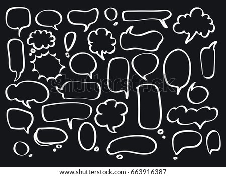 Speech Bubble sketch set Isolated on black Background. Vector Illustration