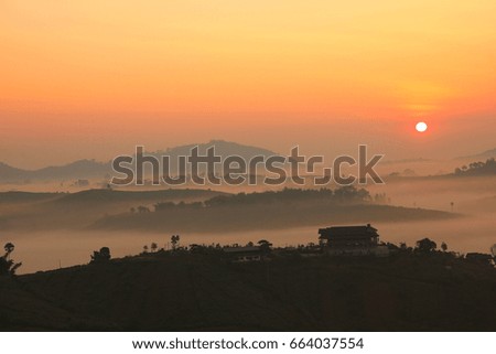 The landscape photo, beautiful sea fog in morning time at Khao Kho, Phetchabun in Thailand
