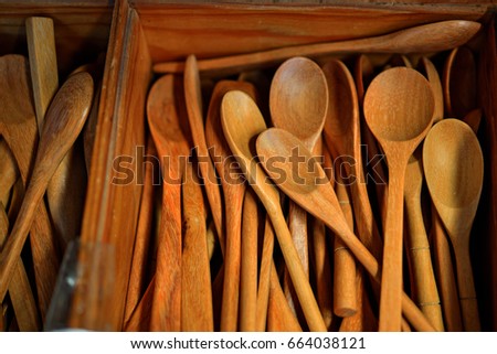 Wooden spoon for sale at a local market stall