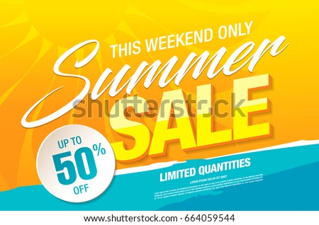 summer sale template banner, vector illustration Royalty-Free Stock Photo #664059544
