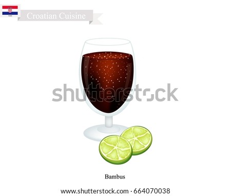 Croatian Cuisine, Bambus or Mixed Cocktail Made with Equal Parts Red Wine and Cola. One of Most Famous Drink in Greece.