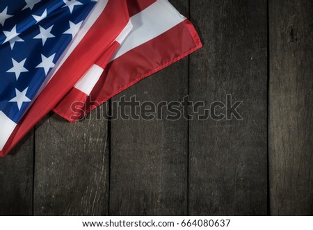 American flag on wood background for Memorial Day or 4th of July