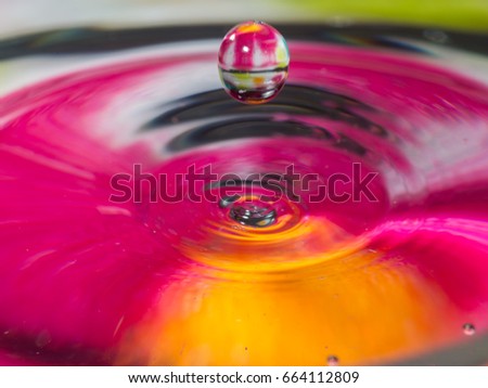 Colorful water droplets macro closeup
