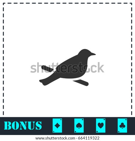 Bird icon flat. Simple illustration symbol and bonus pictogram