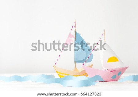 Boats, handmade crafts as a hobby. Handmade. Background image, space for text.