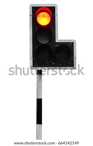 Red traffic light isolated on white background