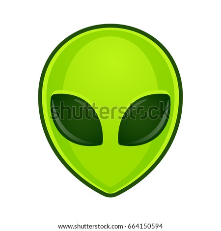 Green alien face emoji. Extraterrestrial humanoid head icon vector illustration. Royalty-Free Stock Photo #664150594