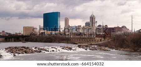 Downtown City Skyline Indianapolis Indiana White River