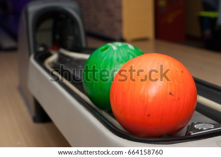 Large multi-colored bowling balls. Bowling