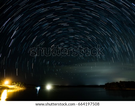 startrail over the lagoon