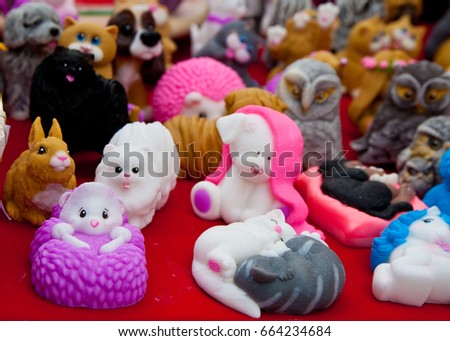Figurines from soap at the fair, decorative figurines, soap making, creativity, handmade