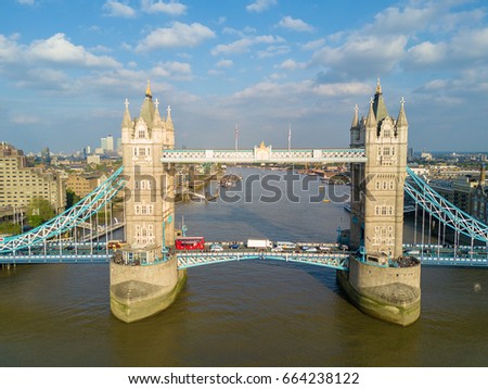 Beautiful view of the tower bridge in London across Thames river.