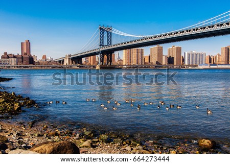 Manhattan bridge from Dumbo, Brooklyn, New York, USA