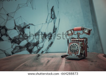 antique telephone classical telephone designed room with background, concept, concept of classic phone and table background,