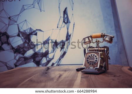 antique telephone classical telephone designed room with background, concept, concept of classic phone and table background,