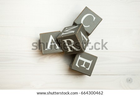 Closeup image of word love written wooden blocks