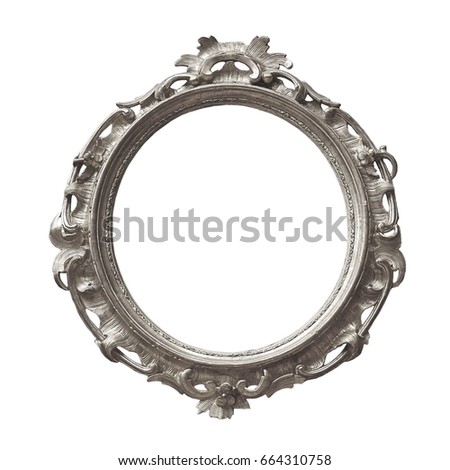 Silver round frame for paintings, mirrors or photo isolated on white background